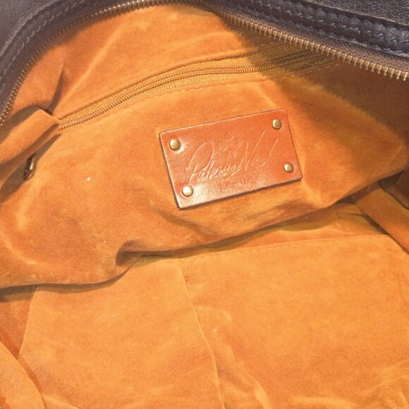 PATRICIA NASH "Vincenzo" Dark Navy Leather Super Slouchy Big Hobo Bag w Fringe - Picture 15 of 15